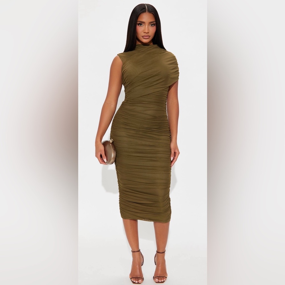 Draped Mesh Dress